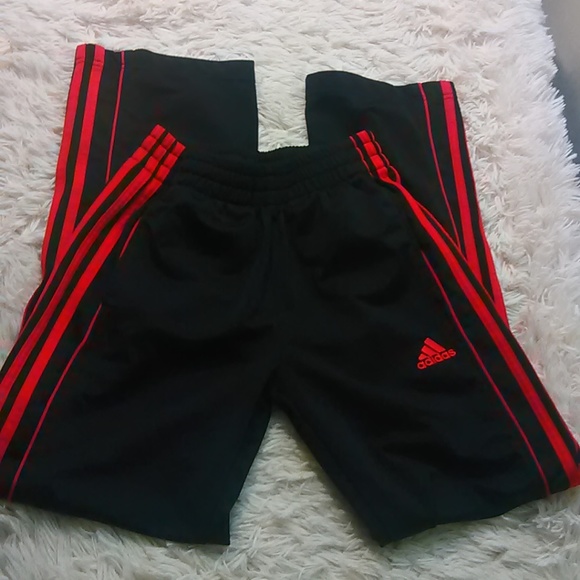 adidas 3 stripe red track pants